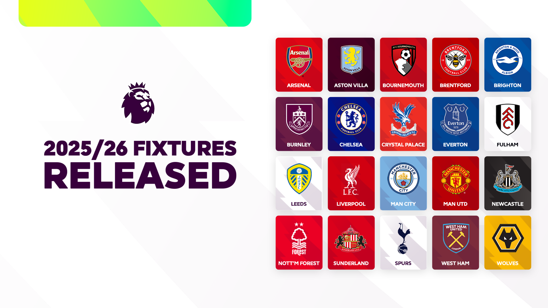 All 380 fixtures for 2025/26 Premier League season